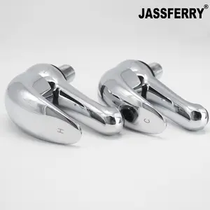 JASSFERRY Pair of Basin Pillar Taps Top Lever Handle for Bathroom Sink Chrome Polished 1/2"