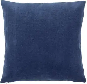 Dunelm Velour Cushion, Modern, Size: 43cm X 43Cm, Blue, Indigo