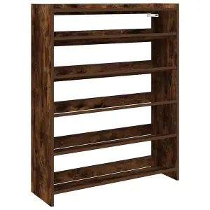 Berkfield Shoe Rack Smoked Oak 80x25x100 cm Engineered Wood