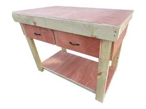 Wooden Eucalyptus hardwood top workbench, tool cabinet with drawers (V.1) (H-90cm, D-70cm, L-180cm)