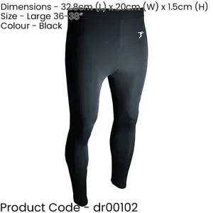 L - BLACK Adult Sports Baselayer Compression Leggins Bottoms - Unisex Training