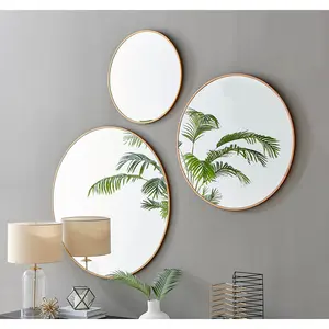 Alcantera Round Metal Frame Wall Mirror Simple and Elegant Modern Design Copper / 80cm H x 80cm W