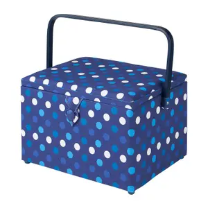 Large Sewing Basket Navy Spot 23.5 x 31 x 20.5cm - Sewing Online GA1123L