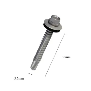 100 x Roofing Screws for Metal Sheets & Cladding Self Drill 55 x 38mm Hex Head