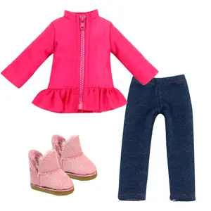 Sophia's - 14.5" Doll - Hot Pink Puffy Coat, Blue Jeggings & Pink Suede Boots