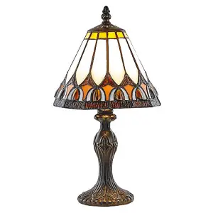 Art Deco Tiffany Glass Table Lamp with Amber Shade