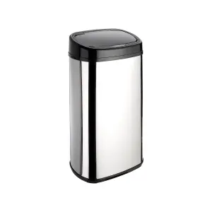 Dihl 58L Sensor Bin Chrome with Black Lid Kitchen Waste Dustbin Chrome Automatic