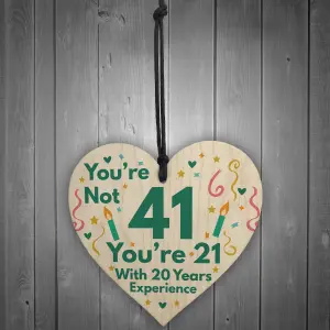 Red Ocean Funny Birthday Gifts For Women Novelty 41st Birthday Gift For Men Wooden Heart Sign Funny Birthday Card