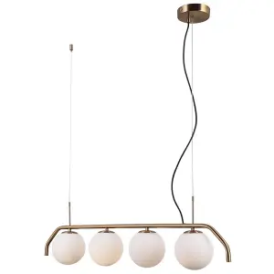 Luminosa Modern Hanging Pendant Honey Brass 4 Light  with White Shade, G9