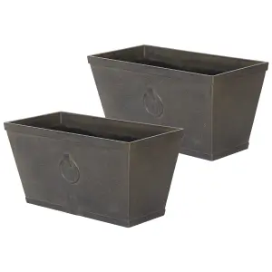 Set of 2 Plant Pots 60 x 30 x 30 cm Brown PORIA