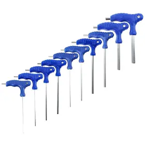 SPARES2GO 20 Piece T Handle Imperial SAE + Metric Hex Allen Key CR-V Screwdriver Set + Stand