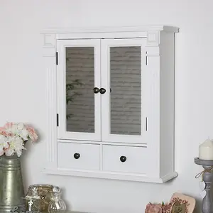 Melody Maison White Mirrored Bathroom Wall Cabinet