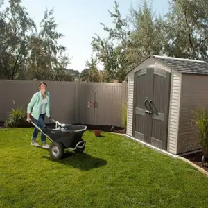 Lifetime 7 Ft. x 7 Ft. High-Density Polyethylene Outdoor Storage Shed with Steel-Reinforced Construction