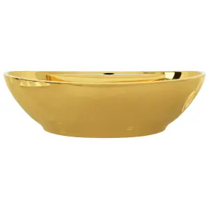 Berkfield Wash Basin with Overflow 58.5x39x21 cm Ceramic Gold