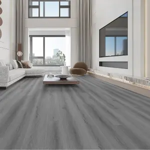 Set of 36 Grey Waterproof Rustic Wood Grain Self Adhesive PVC Laminate Flooring Planks Covering 5m²