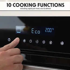 60cm Black Built-In Electric Oven with Fan and Grill - 72L Capacity