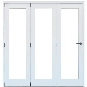 Vertical 0 panel 1 Lite Plain Clear Glazed Shaker Unfinished White Softwood Internal Folding Door set, (H)2060mm (W)1673mm