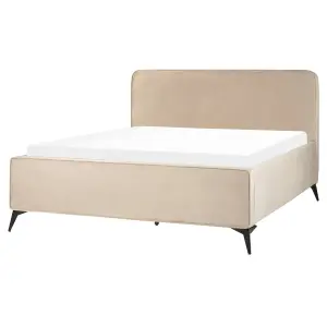 Velvet EU King Size Bed Taupe VALOGNES