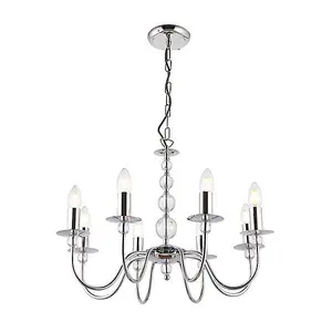 Luminosa Parkstone 8 Light Chandelier Chrome & Glass Finish, E14