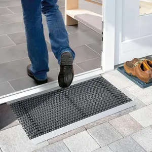 Nicoman GREY Strip Doormat, Heavy Duty Barrier Dirt-Trapper Aluminium Metal Door Mat 60cm x 40cm