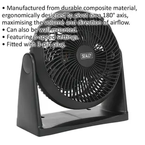 8 Inch Composite Desk or Floor Standing Fan - 3 Speed Settings - 3-Pin UK Plug