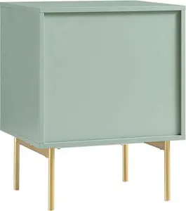 Richmond Ridged 2 Drawer Bedside Table, Matte Sage Green - Daals - Bedside Table