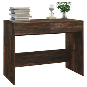 Berkfield Desk Smoked Oak 101x50x76.5 cm Engineered Wood