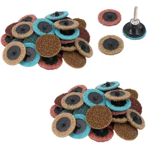 60 x Mixed Grit Type R Roloc Conditioning Quick Change Sanding Discs & Arbor