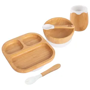 5pc Bamboo Segmented Baby Weaning Set - White