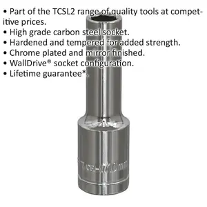 10mm Chrome Plated Deep Drive Socket - Durable High Grade Carbon Steel Tool