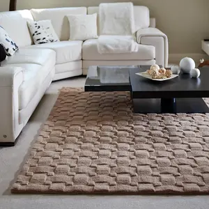 Optical 3D Blush Wool Luxurious Modern Geometric Handmade Rug For Living Room Bedroom & Dining Room-80cm X 150cm