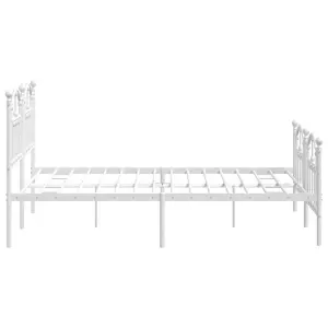 Berkfield Metal Bed Frame with Headboard and Footboard White 140x190 cm