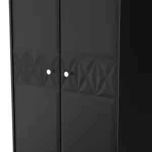 San Jose Ready assembled Contemporary Black Tall Double Wardrobe (H)1960mm (W)740mm (D)520mm