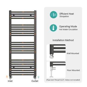 EMKE Central Heating Towel Rails Heated Towel Rail Bathroom Radiator Warmer 1600x500mm, Black