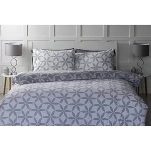 Belledorm Georgia Geometric Duvet Cover Set Cloudy/White (Superking)