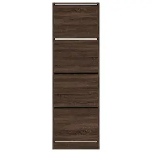 Berkfield Shoe Cabinet with 4 Flip-Drawers Brown Oak 60x34x187.5 cm