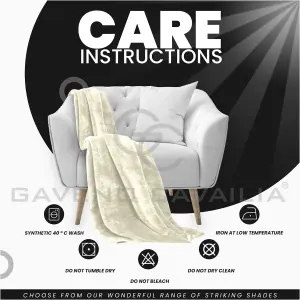 GC GAVENO CAVAILIA Luxury Faux Fur Throw 200X240 CM Cream Fleece Blanket for King Bed & Sofa Bed