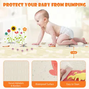 Costway Foldable Baby Play Mat 200 x 180 cm Extra Large Baby Floor Mat w/ Carry Bag