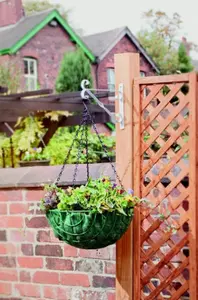 White Hanging Basket Bracket 14 Inch 35cm Metal Flower Basket Fence Hanger