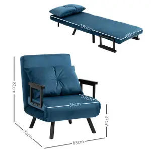 HOMCOM Click Clack Single Chair Bed Settee for Living Room, Guest Room, Blue