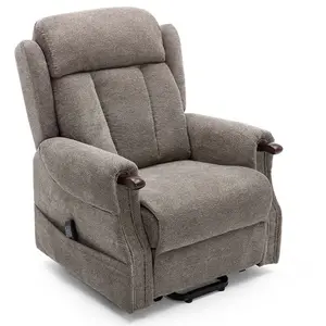 Rise Recliner Chair With Dual Motor, Remote Control, Multi-Recline Positions And Pocket Storage In Brown Fabric