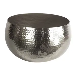 XL Metal bowl 32 x 20cm Hammered Silver Colour - Straight Edge