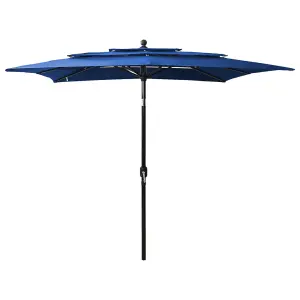 Berkfield 3-Tier Parasol with Aluminium Pole Azure Blue 2.5x2.5 m