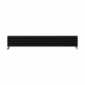 Right Radiators 1600x236 mm Horizontal Vertical Oval Column Radiator Double Panel Rads Black