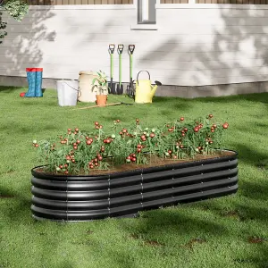 Anthracite Oval Garden Four-grid Metal Raised Bed Galvanized Raised Planter Box Outdoor Raised Garden Bed Kit