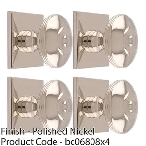 4 PACK - 38mm Round Cabinet Door Knob & 40x40mm Matching Backplate Polished Nickel Handle