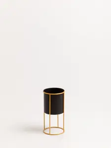 Interiors by Premier Contemporary Design Large Black And Gold Floor Standing Planter, Stylish And Functional Large Outdoor Pots