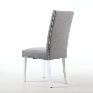 Richard Upholstered Dining Chair (Set of 2) Silver Grey Linen Effect / White