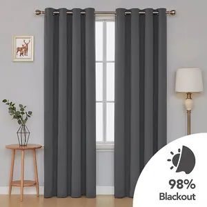 Deconovo Blackout Curtains Eyelet Super Soft Thermal Ring Top Blackout Curtains for Nursery 46 x 54 Drop Inch Dark Grey 2 Panels