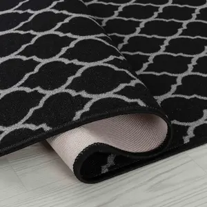 Machine Washable Trellis Design Anti Slip Doormats Black 80x300 cm